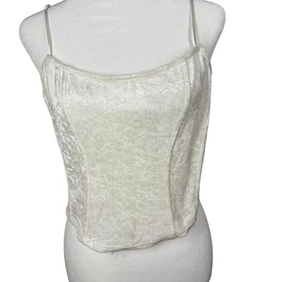 Vtg Y2k Victorias Secret White Velvet Tank Top Sz M Coquette Cottagecore Angel - Picture 1 of 7